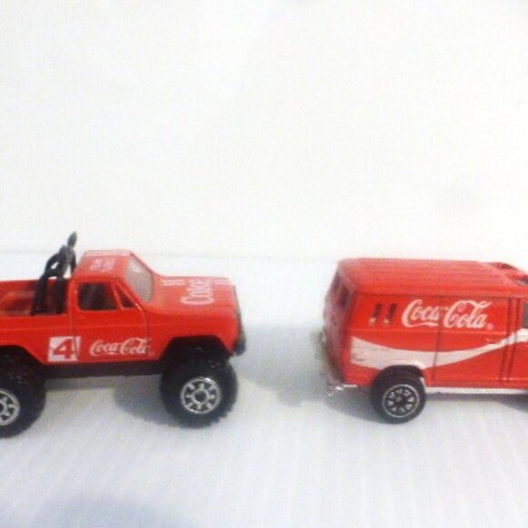4x COKE DINKY CARS Coke Van Coke Pick Up Truck Hartoy Hong Kong Coke Delivery - Picture 5 of 11